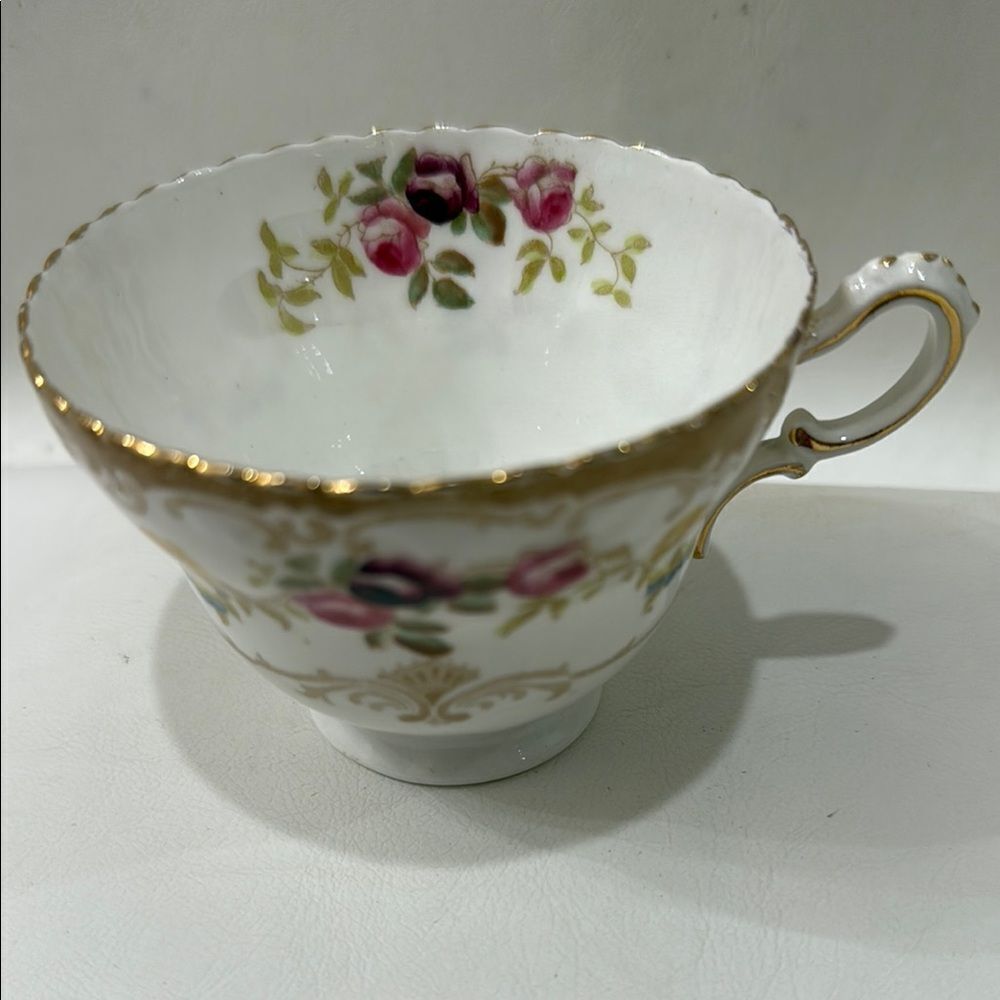 Langton England Elegant White Gold Pink 7 In Saucer 8 Oz Tea Cup 1793 Porcelain - Picture 4 of 12
